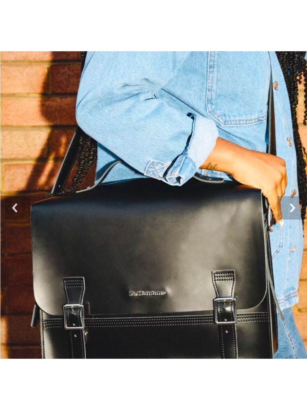 Dr. Martens Laptop Black Leather Messenger Bag with Top Handle 14”x12” - Picture 2 of 13